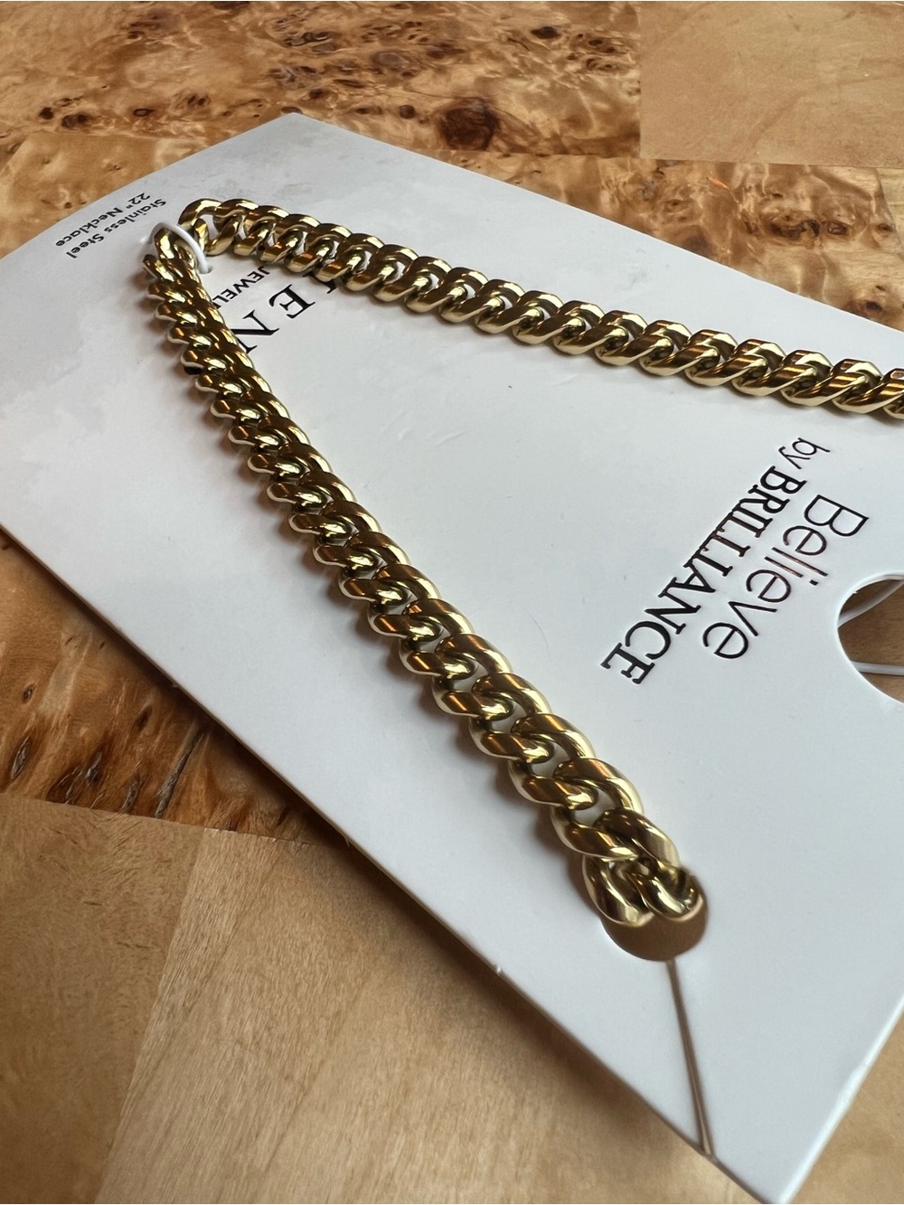 Believe by Brilliance 22" Necklace Gold-Tone Stainless Steel NWT